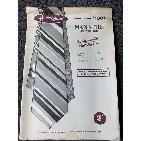 Kwik Sew Mens Tie Sewing Pattern 1001 - uncut - Picture 9 of 10